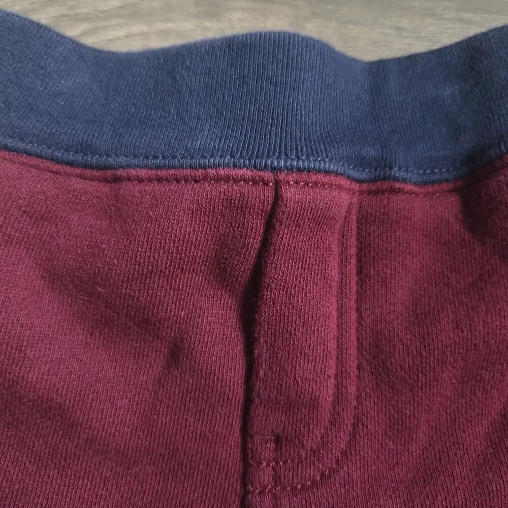 Ralph Lauren Sweatpants Baby 6M Burgundy Navy Blue Pony Joggers Fleece Cuffed